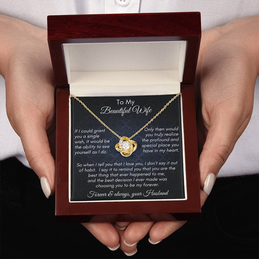 Gift for Wife - Single Wish My Forever - Love Knot Necklace