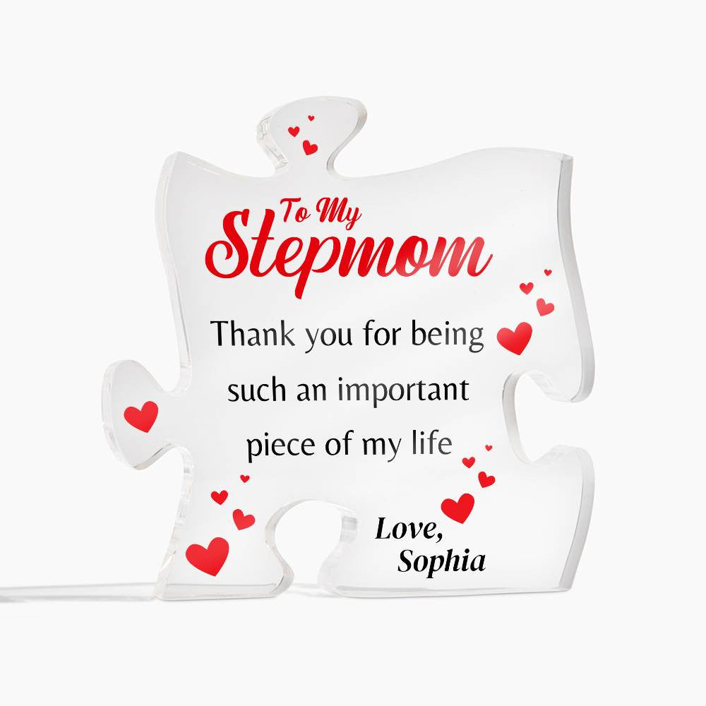 Acrylic Plaque Stepmother Gift, Puzzle Piece - Personalized Mother's Day/Birthday Present for Stepmom