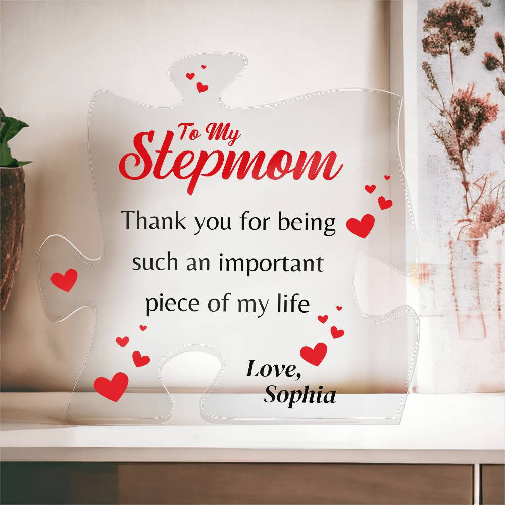 Acrylic Plaque Stepmother Gift, Puzzle Piece - Personalized Mother's Day/Birthday Present for Stepmom