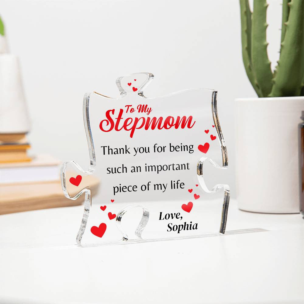 Acrylic Plaque Stepmother Gift, Puzzle Piece - Personalized Mother's Day/Birthday Present for Stepmom