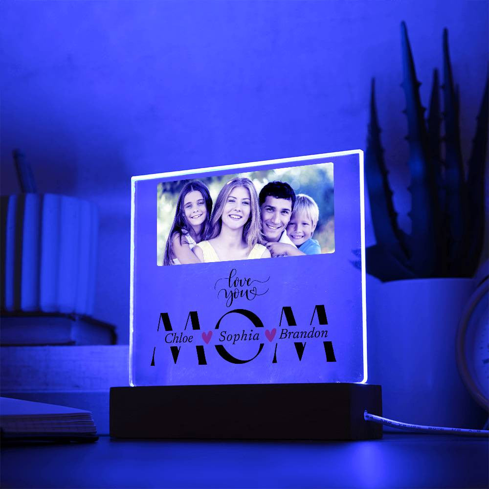 Acrylic Plaque Gift for Mom, Custom Photo & Names - Personalized Mother's Day/Birthday Present