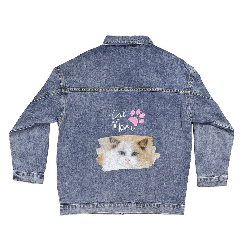 Dog Mom Custom Denim Jacket for Women - Stylish Custom Photo, Unique Mother's Day & Birthday Gift for Her