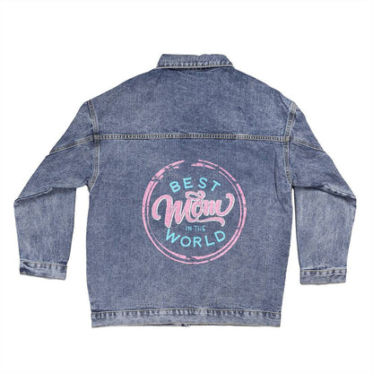 Best Mom In The World Denim Jacket for Women - Jean Jacket, Unique Mother's Day & Birthday Gift for Her