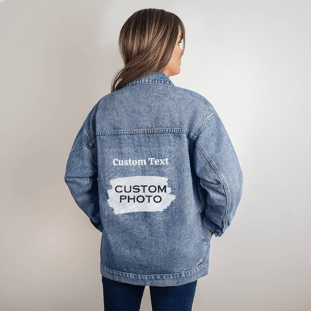 Dog Mom Custom Denim Jacket for Women - Stylish Custom Photo, Unique Mother's Day & Birthday Gift for Her