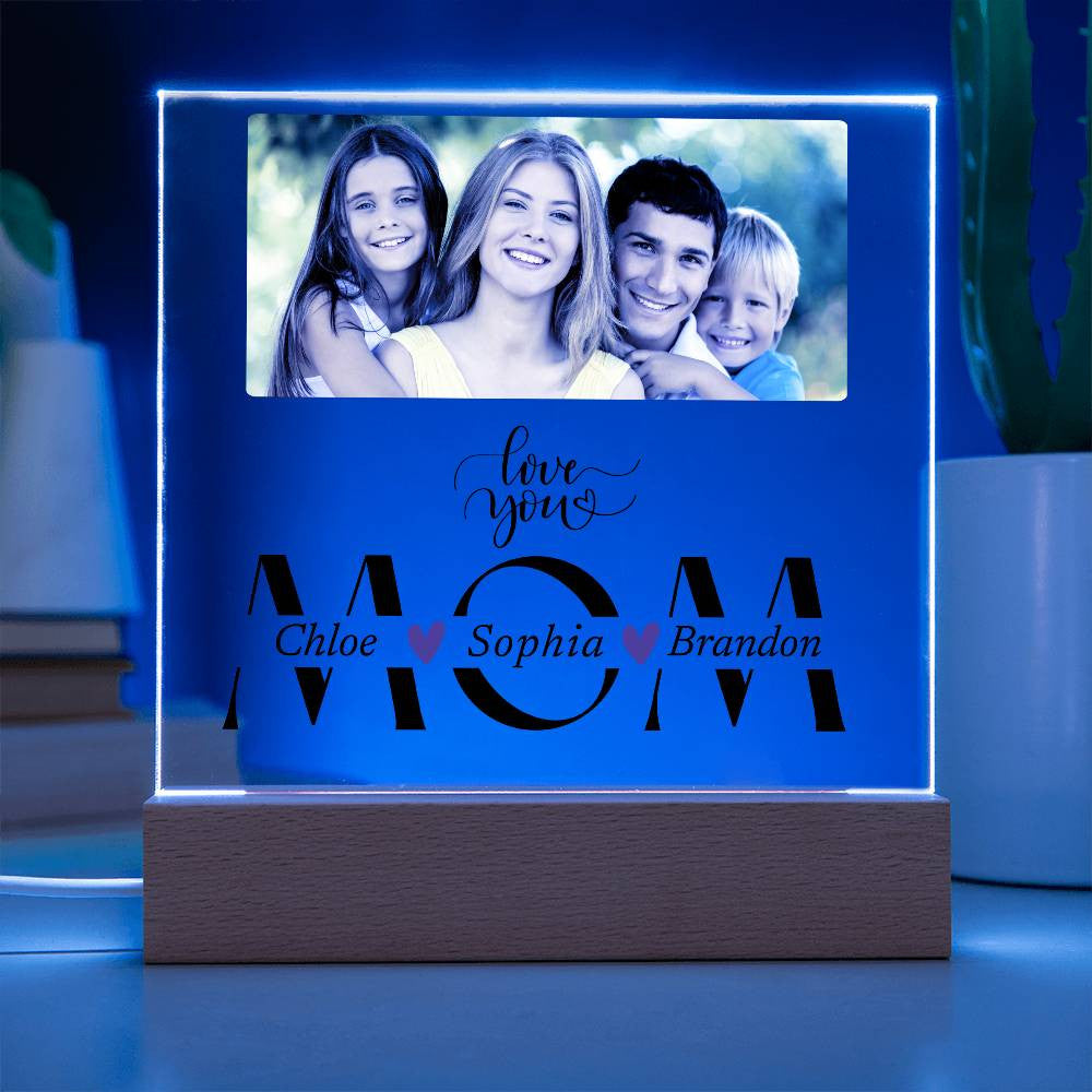 Acrylic Plaque Gift for Mom, Custom Photo & Names - Personalized Mother's Day/Birthday Present