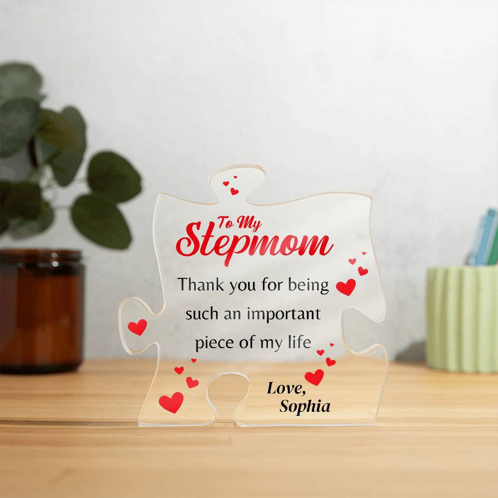 Acrylic Plaque Stepmother Gift, Puzzle Piece - Personalized Mother's Day/Birthday Present for Stepmom