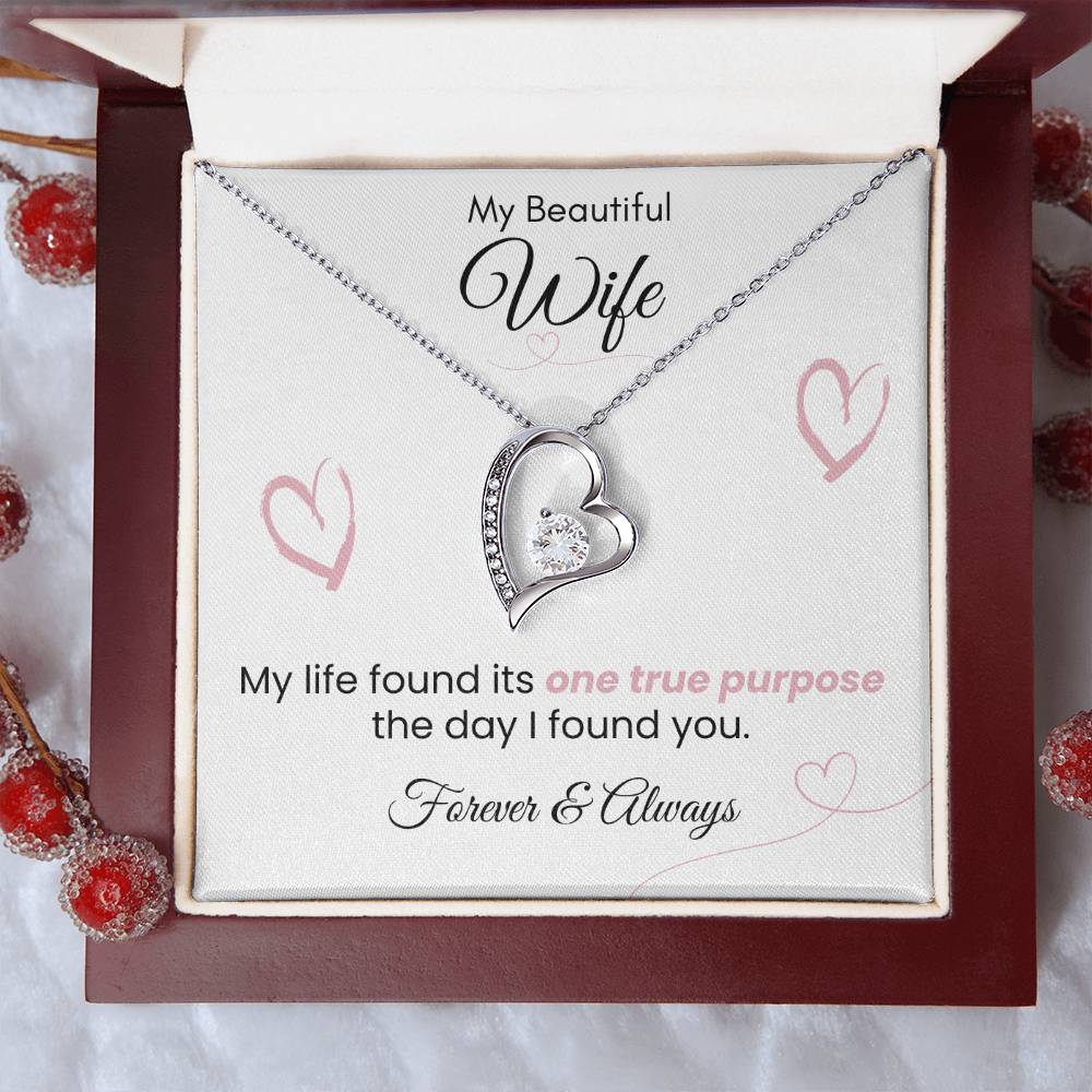 For Wife - One True Purpose Pink Heart Forever Love Necklace