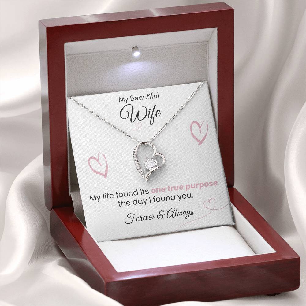 For Wife - One True Purpose Pink Heart Forever Love Necklace