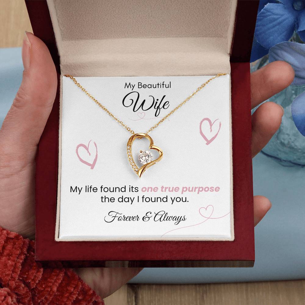 For Wife - One True Purpose Pink Heart Forever Love Necklace