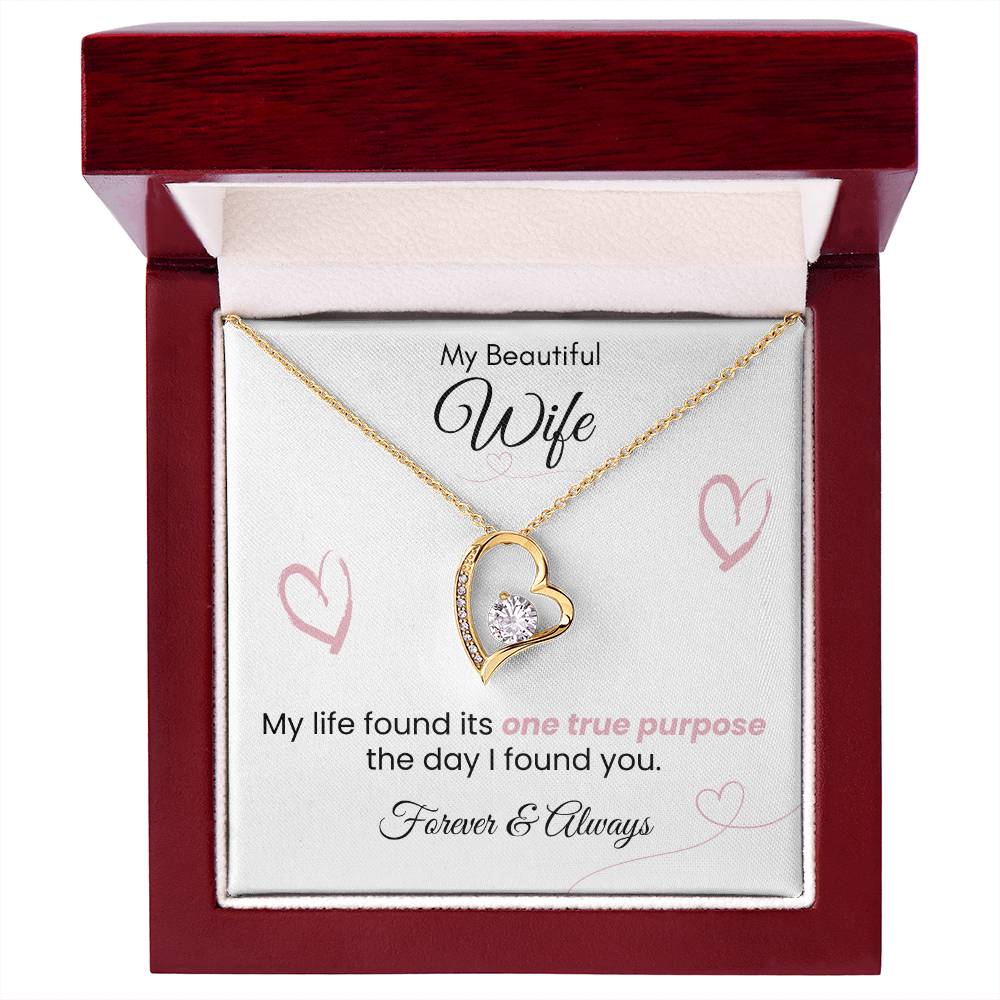 For Wife - One True Purpose Pink Heart Forever Love Necklace