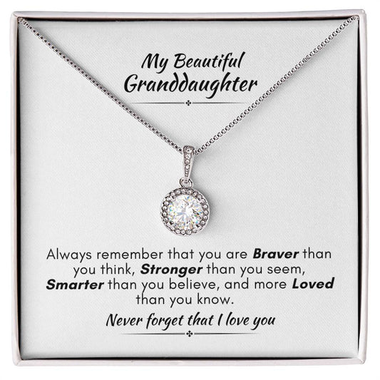 Gift for Granddaughter - Braver, Stronger, Smarter - Eternal Hope Necklace