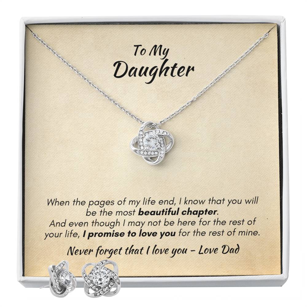 Gift For Daughter - Most Beautiful Chapter Love Knot Necklace & Earring Set