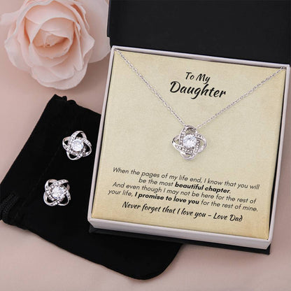 Gift For Daughter - Most Beautiful Chapter Love Knot Necklace & Earring Set