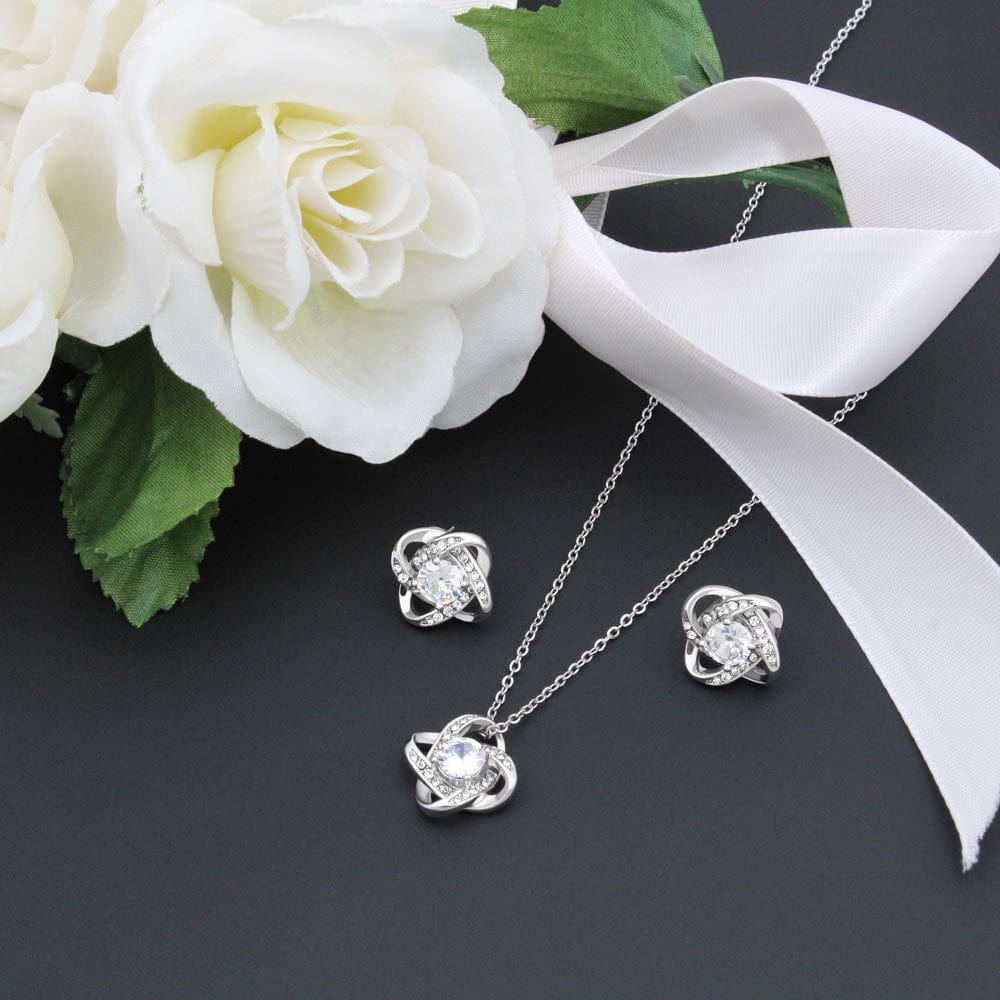 Gift For Daughter - Most Beautiful Chapter Love Knot Necklace & Earring Set