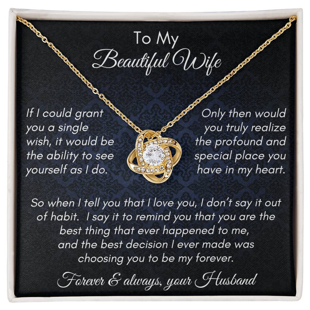 Gift for Wife - Single Wish My Forever - Love Knot Necklace