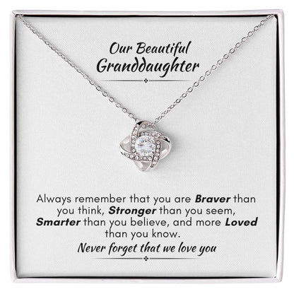 Gift For Granddaughter - Braver, Stronger, Smarter - Love Knot Necklace