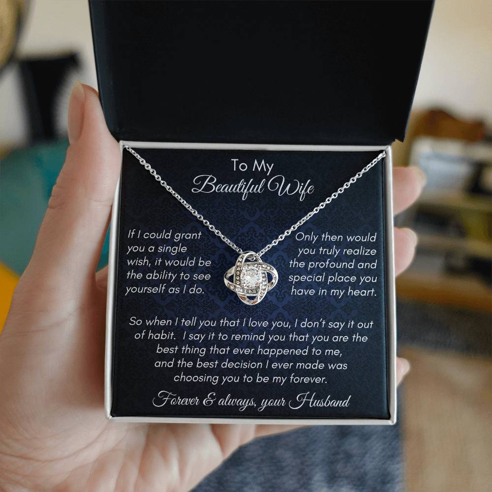 Gift for Wife - Single Wish My Forever - Love Knot Necklace