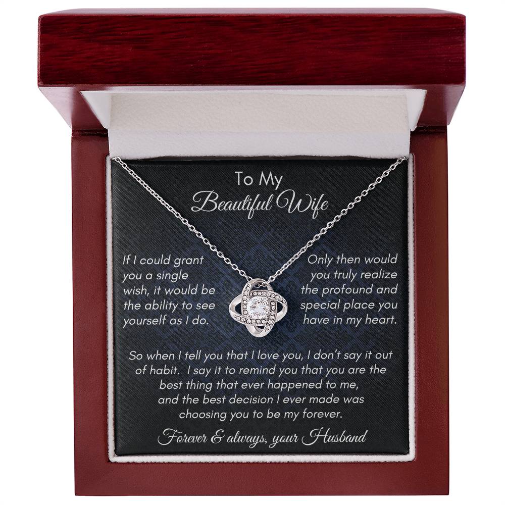 Gift for Wife - Single Wish My Forever - Love Knot Necklace