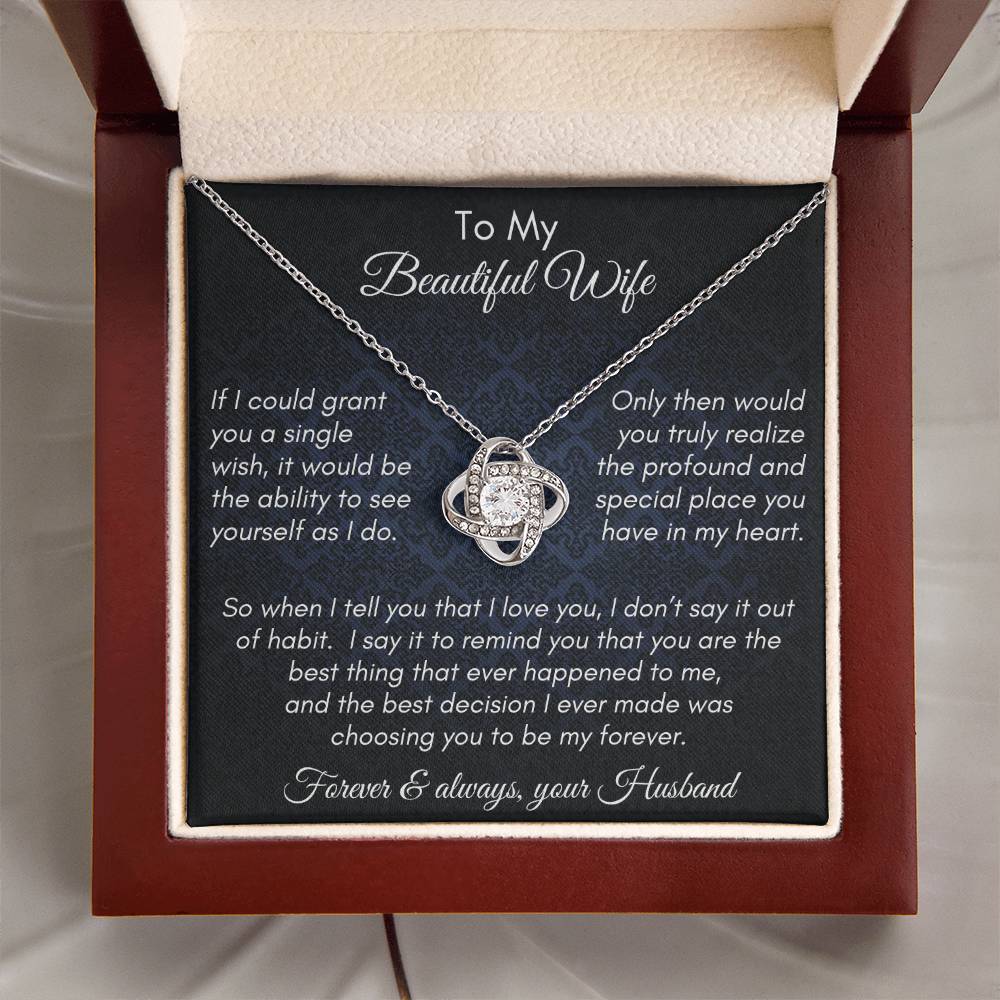 Gift for Wife - Single Wish My Forever - Love Knot Necklace