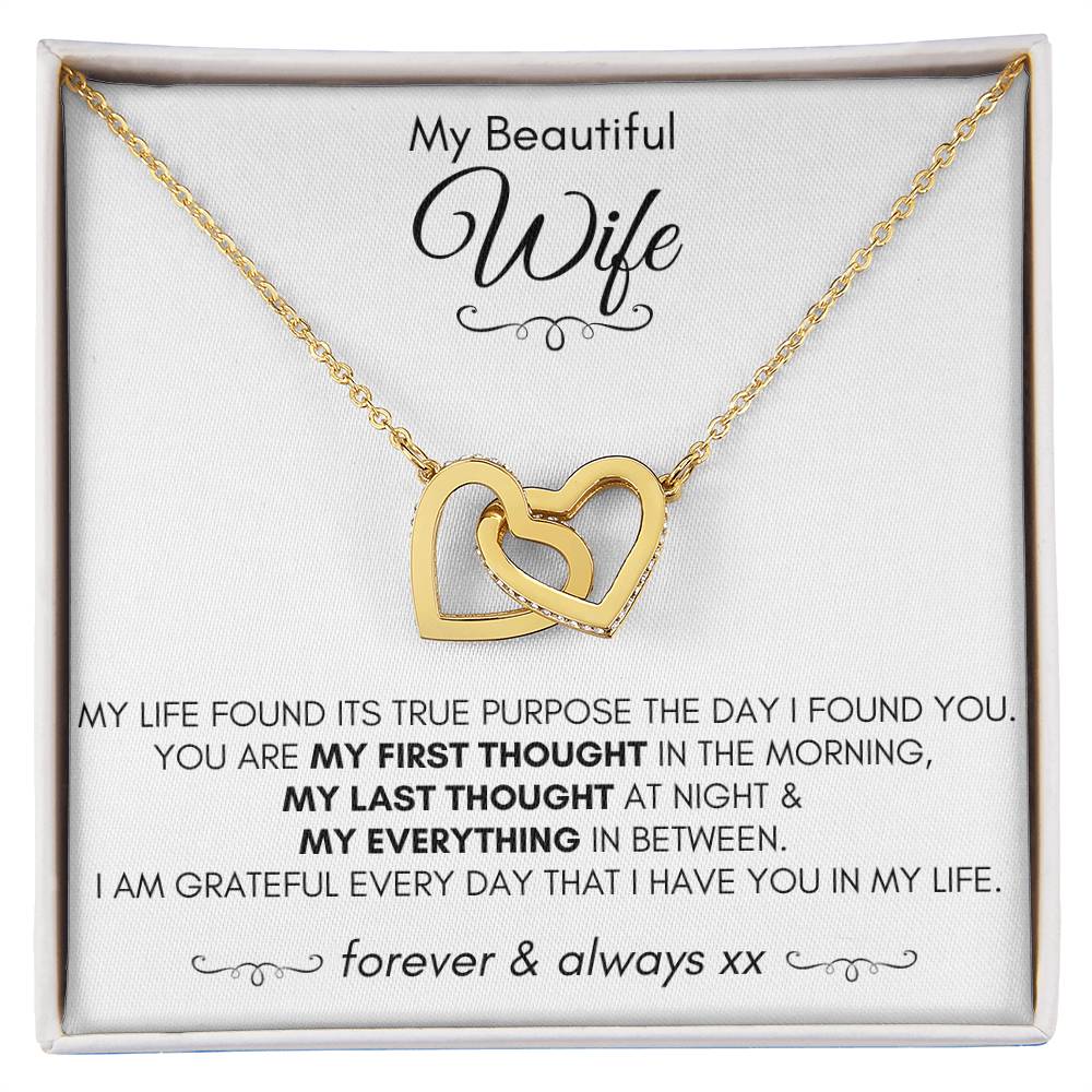 Gift For Wife - Lifes True Purpose - Interlocking Hearts Necklace