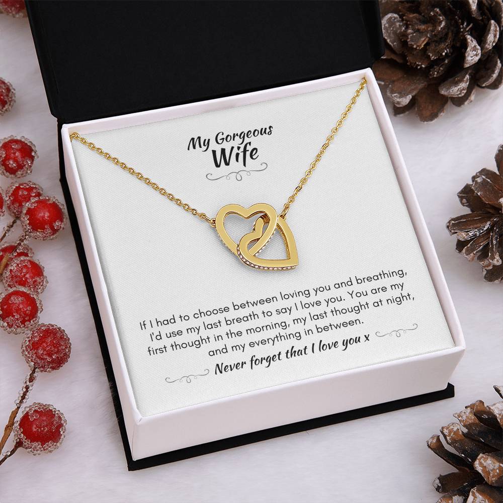 Gift For Wife - You Are My First Thought - Interlocking Heart Necklace