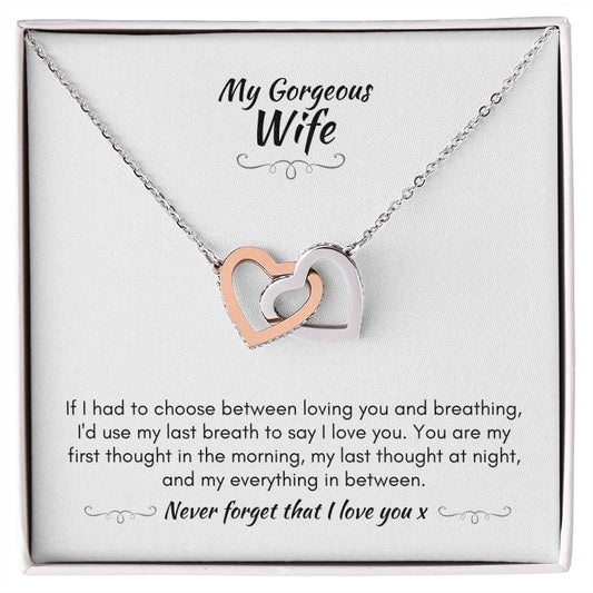 Gift For Wife - You Are My First Thought - Interlocking Heart Necklace