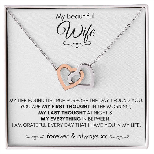 Gift For Wife - Lifes True Purpose - Interlocking Hearts Necklace