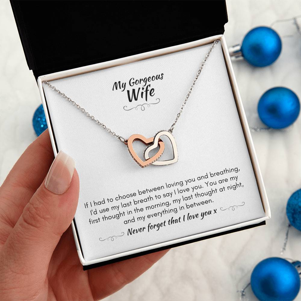 Gift For Wife - You Are My First Thought - Interlocking Heart Necklace