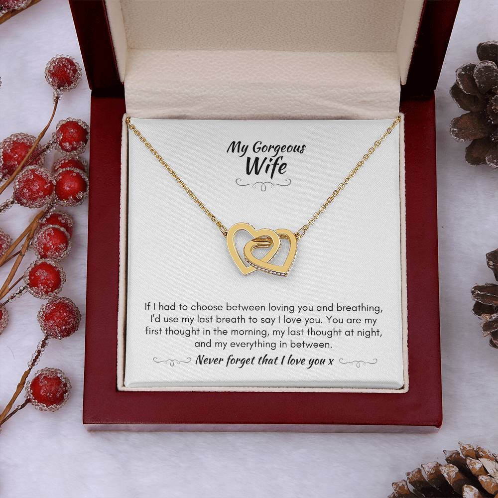 Gift For Wife - You Are My First Thought - Interlocking Heart Necklace