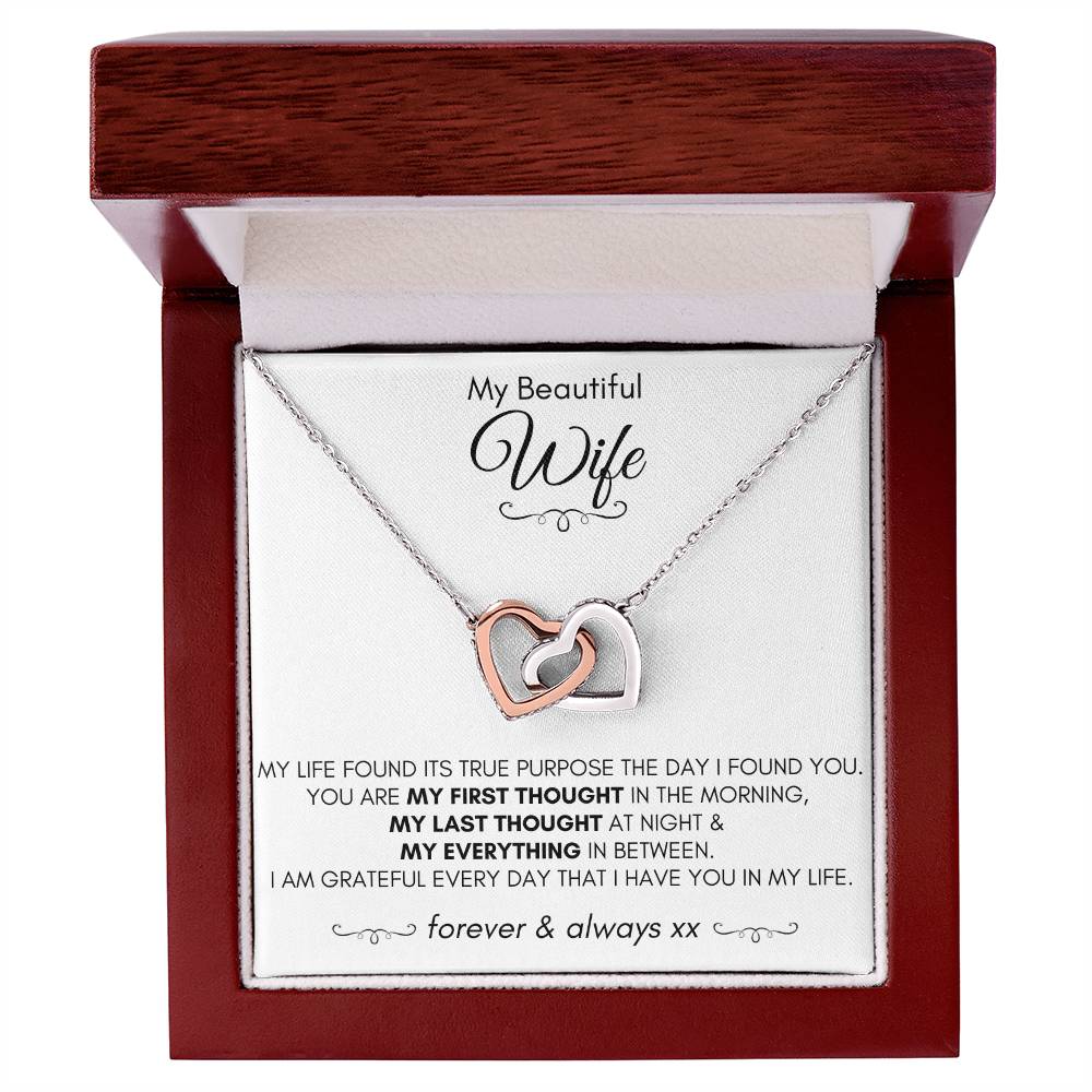 Gift For Wife - Lifes True Purpose - Interlocking Hearts Necklace