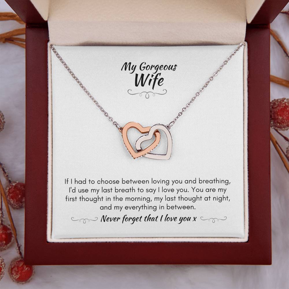 Gift For Wife - You Are My First Thought - Interlocking Heart Necklace