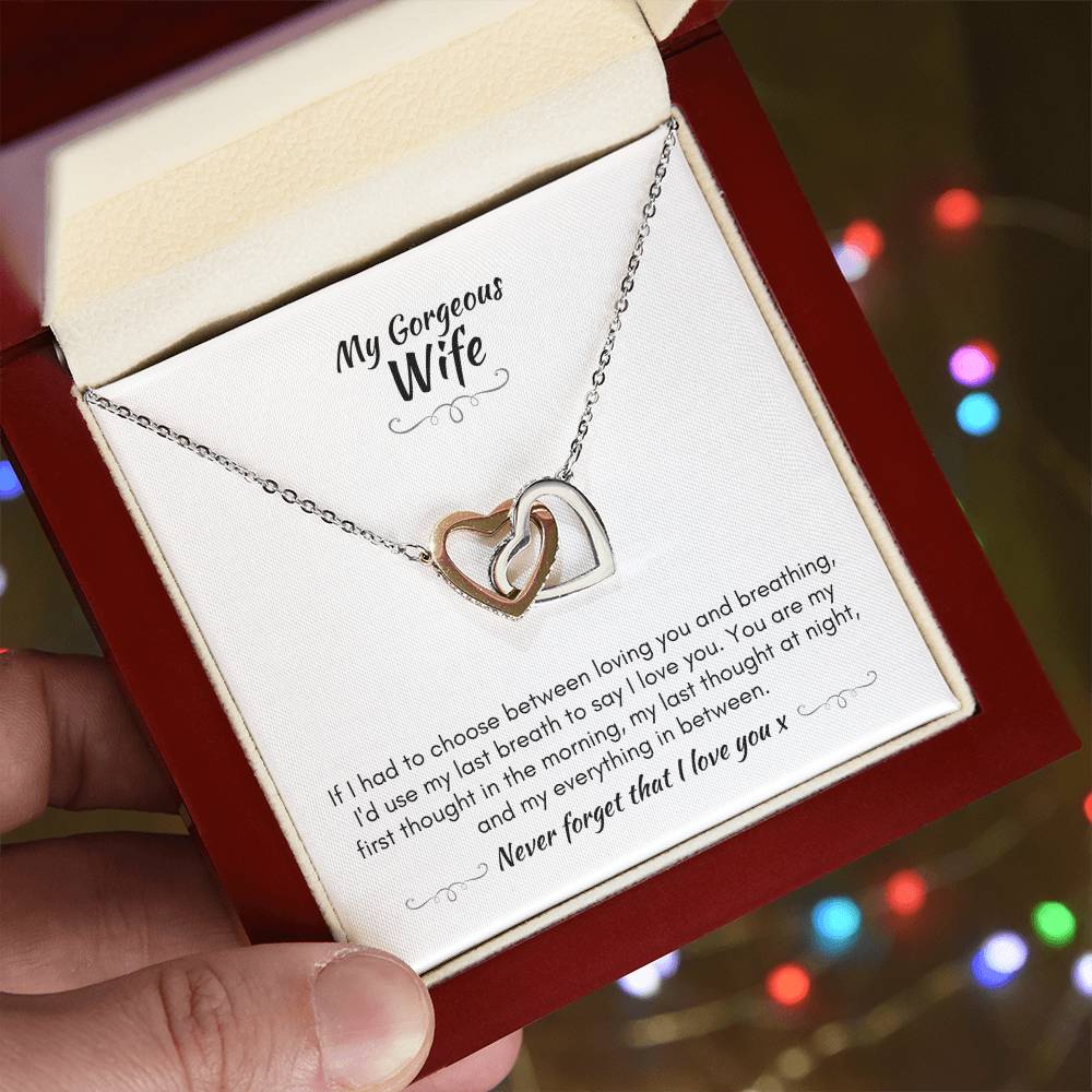 Gift For Wife - You Are My First Thought - Interlocking Heart Necklace