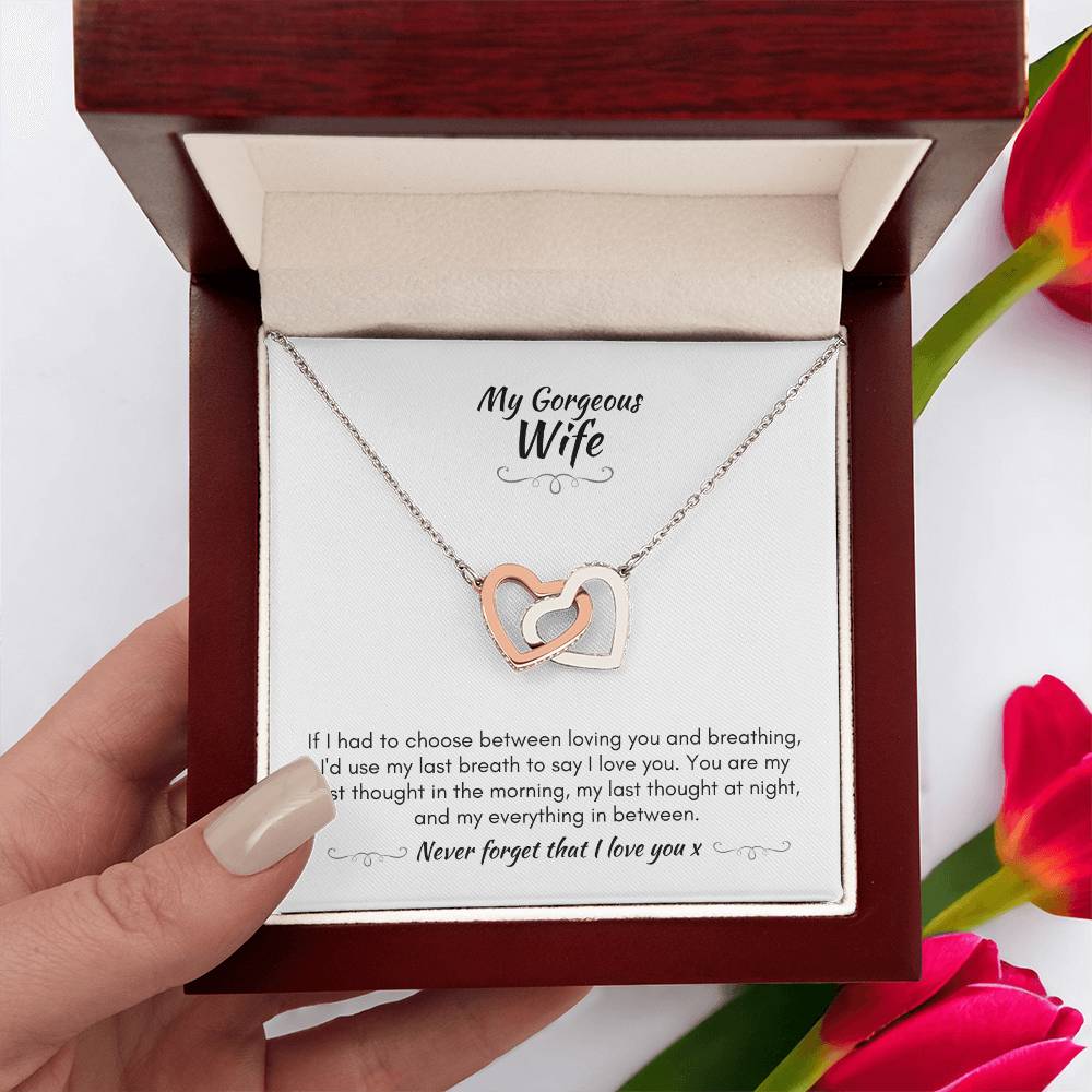 Gift For Wife - You Are My First Thought - Interlocking Heart Necklace