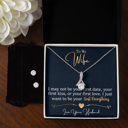 Gift For Wife From Husband - I May Not Be Your First Date - Alluring Beauty Necklace & CZ Earrings