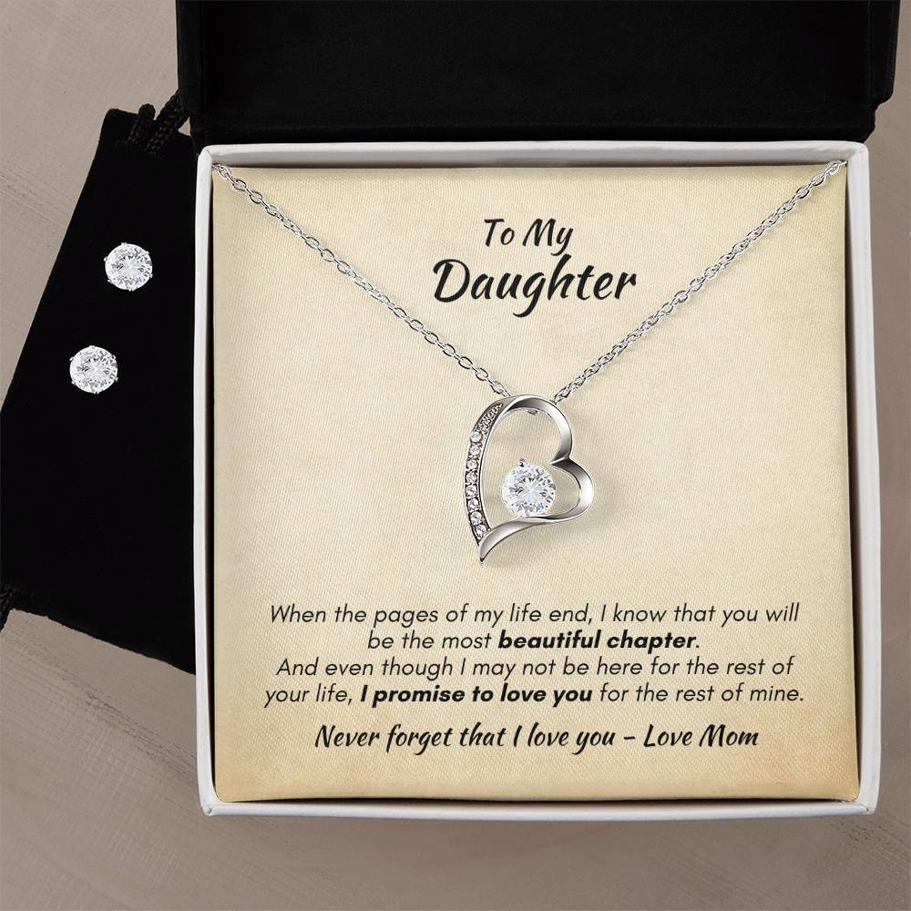 Gift For Daughter - The Most Beautiful Chapter, Forever Love Necklace &  Cubic Zirconia Earring Set