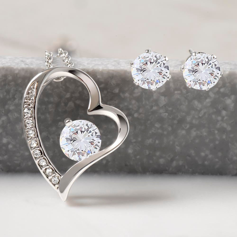 For Wife - Be My Forever - Forever Love Necklace and CZ Earring Set