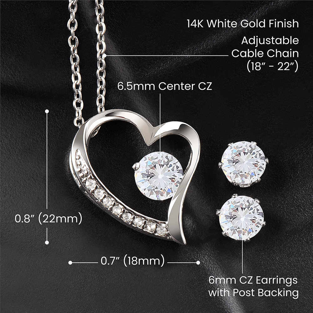 For Wife - Be My Forever - Forever Love Necklace and CZ Earring Set