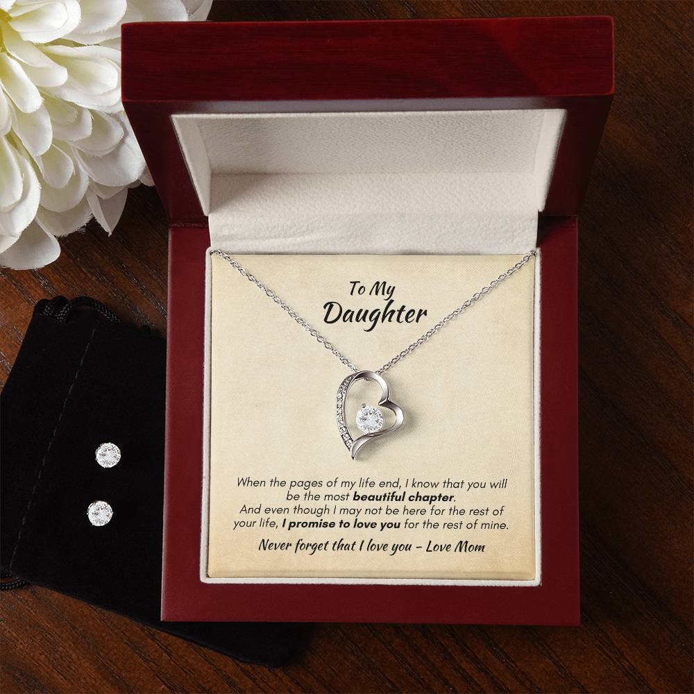 Gift For Daughter - The Most Beautiful Chapter, Forever Love Necklace &  Cubic Zirconia Earring Set