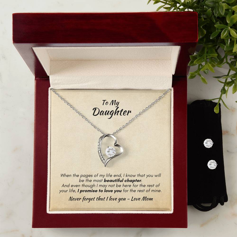 Gift For Daughter - The Most Beautiful Chapter, Forever Love Necklace &  Cubic Zirconia Earring Set