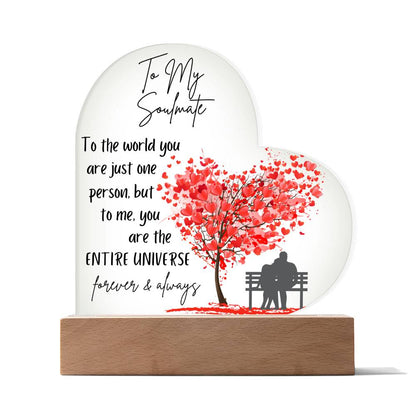 Gift For Soulmate - Entire Universe Printed Heart Acrylic Plaque