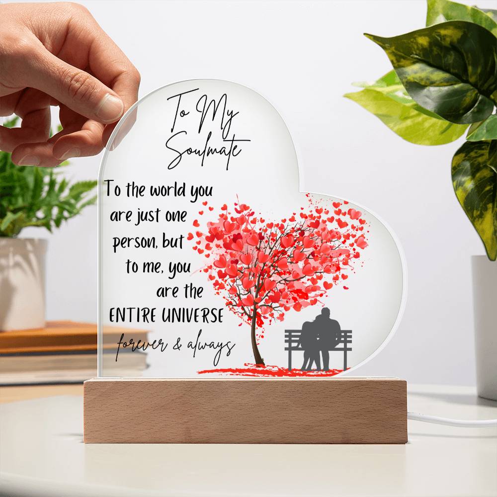 Gift For Soulmate - Entire Universe Printed Heart Acrylic Plaque