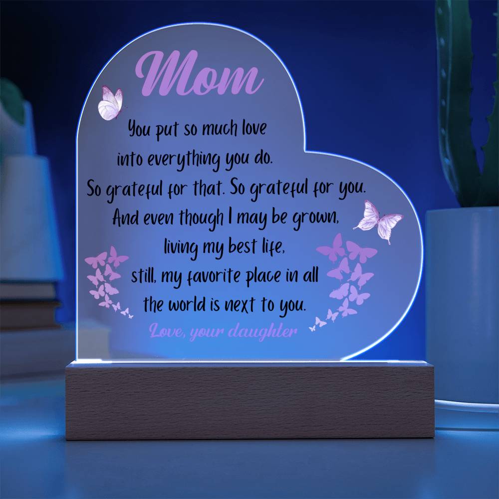 Gift For Mom Acrylic Plaque Favorite Place Butterflies Pink From Daughter