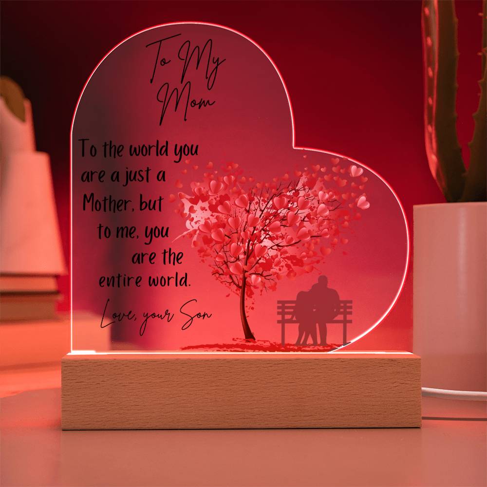 Gift For Mom Acrylic Plaque Entire World Heart Tree from Son