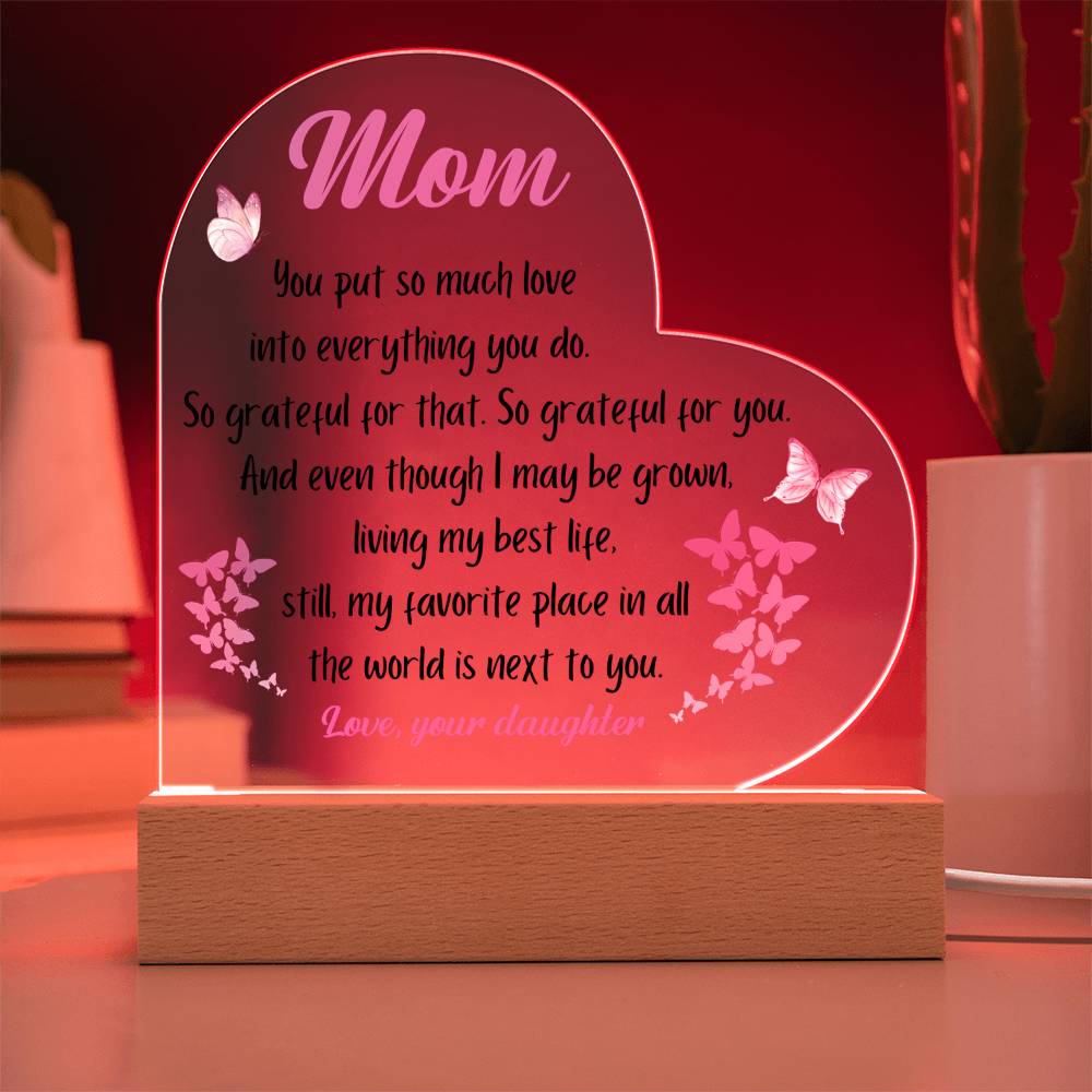 Gift For Mom Acrylic Plaque Favorite Place Butterflies Pink From Daughter