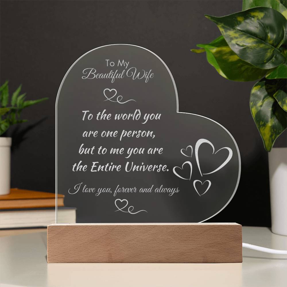 For Wife - Entire Universe Engraved Acrylic Plaque LED