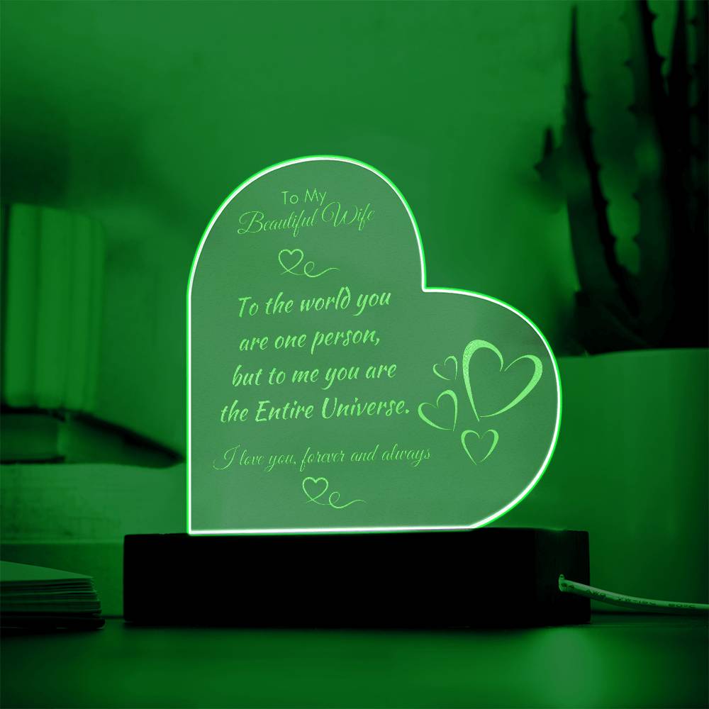 For Wife - Entire Universe Engraved Acrylic Plaque LED