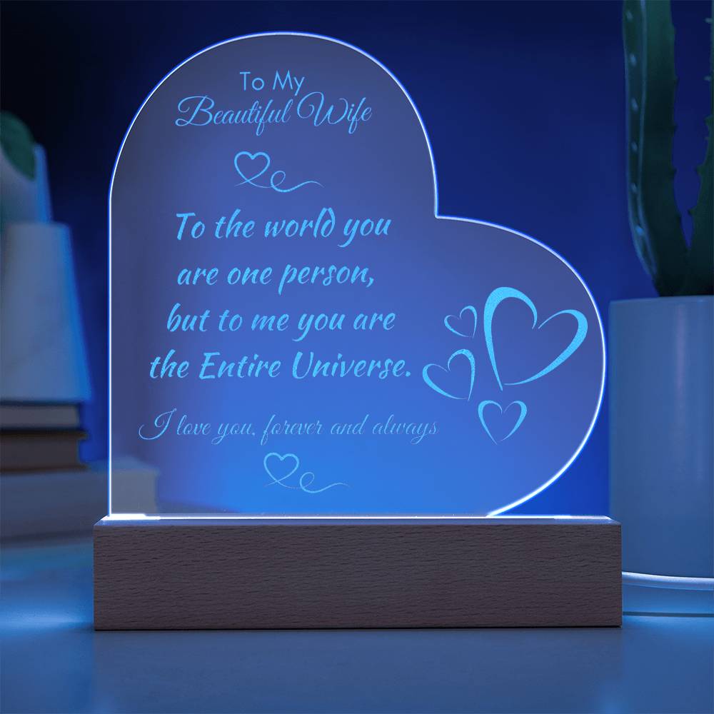 For Wife - Entire Universe Engraved Acrylic Plaque LED