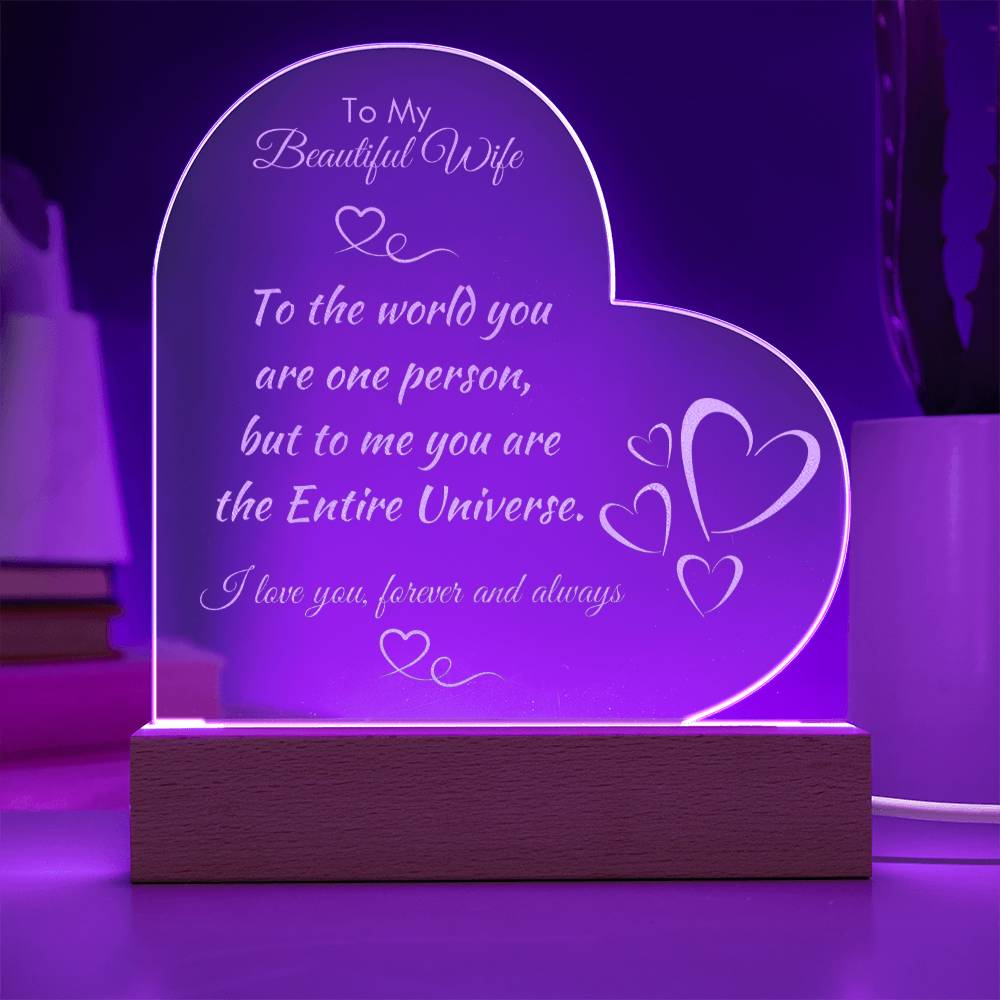 For Wife - Entire Universe Engraved Acrylic Plaque LED