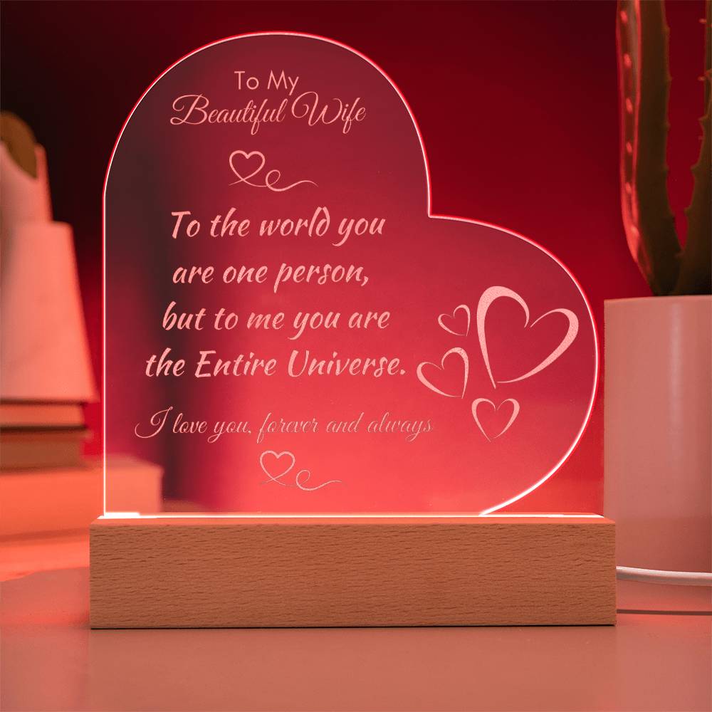 For Wife - Entire Universe Engraved Acrylic Plaque LED