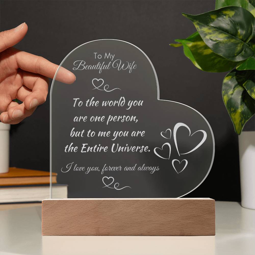 For Wife - Entire Universe Engraved Acrylic Plaque LED